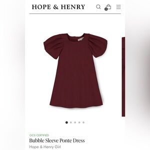 Hope & Henry COLOR CREAM BUBBLE SLEEVE PONTE DRESS size 4